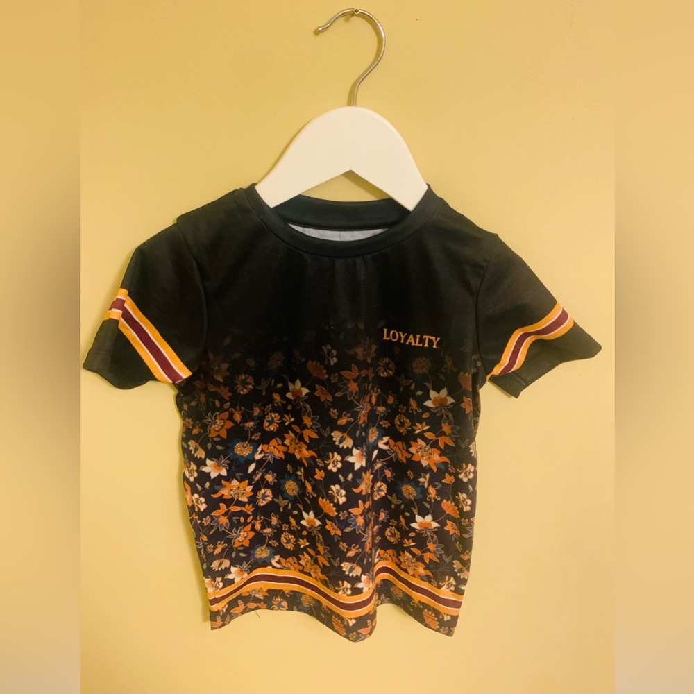 River Island Toddler Boys Black Floral 'Loyalty' Print T-Shirt